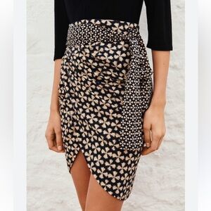 Ba&Sh Wrap Carmen Black Side Tie Floral Boho Casual Skirt Sz XS